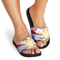Personalised Philippines Sun Tattoo Slide Sandals Feathers Filipinas Grunge Style White