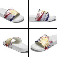 Personalised Philippines Sun Tattoo Slide Sandals Feathers Filipinas Grunge Style White
