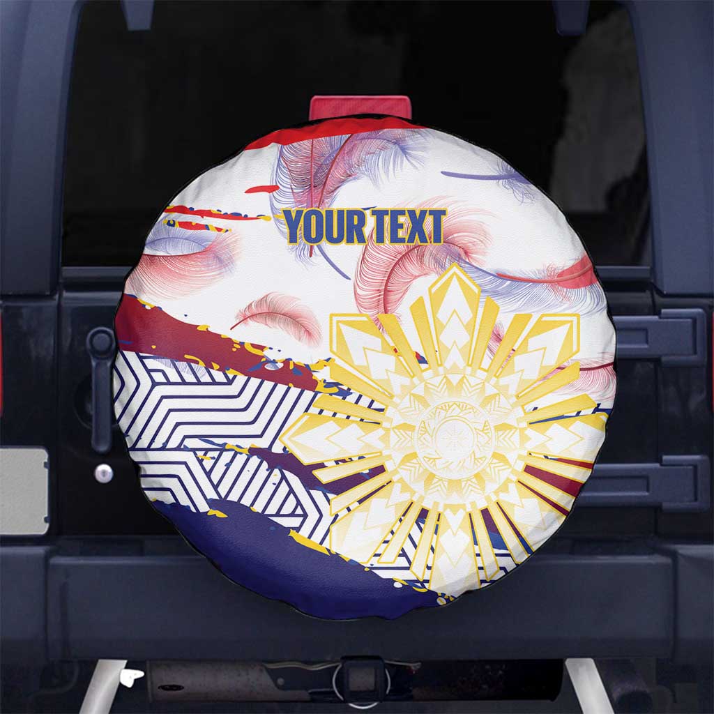 Personalised Philippines Sun Tattoo Spare Tire Cover Feathers Filipinas Grunge Style White