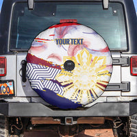 Personalised Philippines Sun Tattoo Spare Tire Cover Feathers Filipinas Grunge Style White