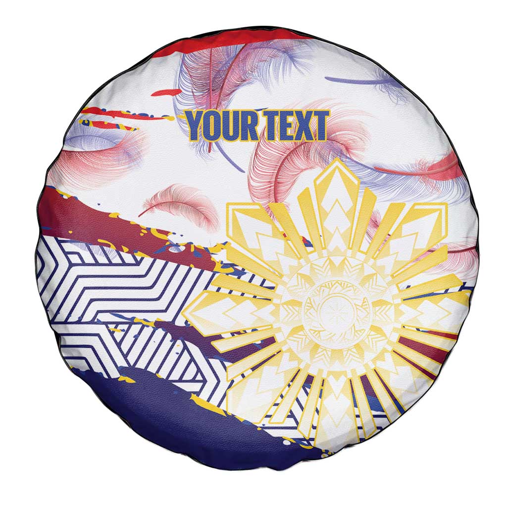 Personalised Philippines Sun Tattoo Spare Tire Cover Feathers Filipinas Grunge Style White