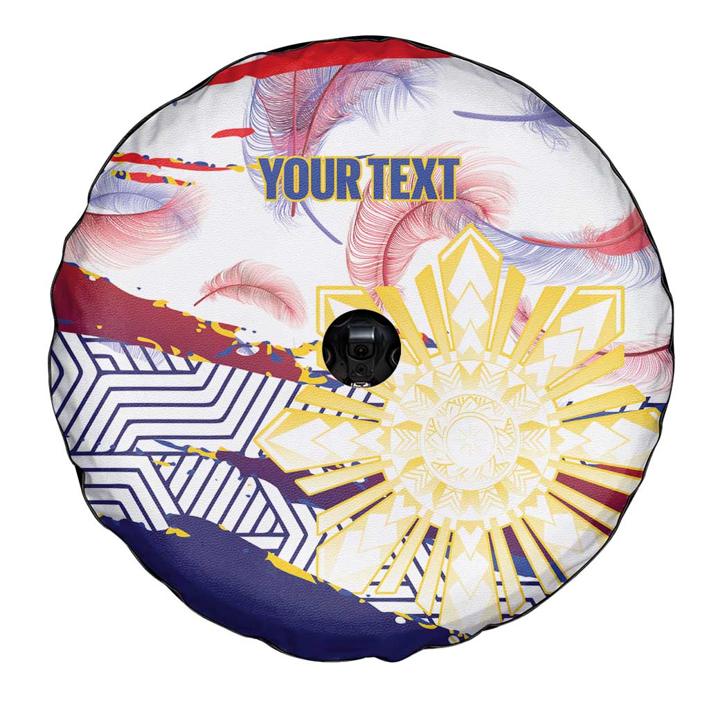 Personalised Philippines Sun Tattoo Spare Tire Cover Feathers Filipinas Grunge Style White