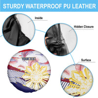Personalised Philippines Sun Tattoo Spare Tire Cover Feathers Filipinas Grunge Style White