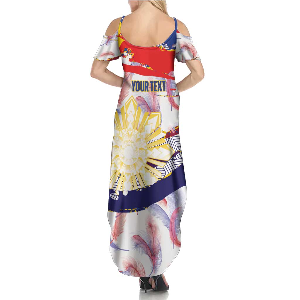 Personalised Philippines Sun Tattoo Summer Maxi Dress Feathers Filipinas Grunge Style White