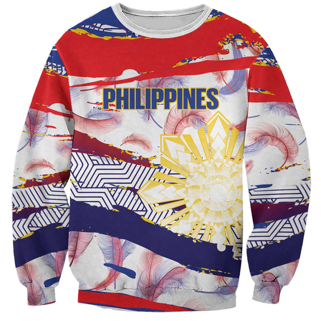 Personalised Philippines Sun Tattoo Sweatshirt Feathers Filipinas Grunge Style White