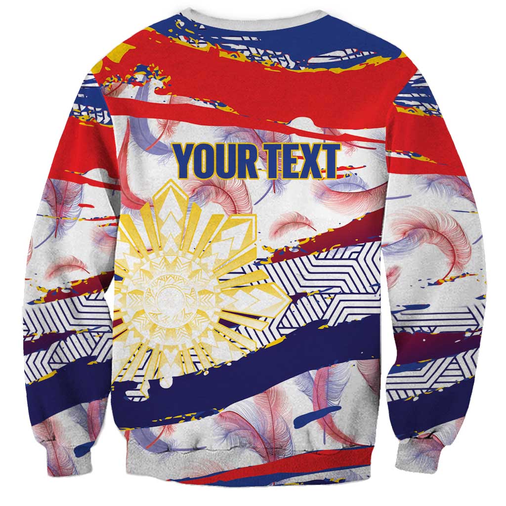 Personalised Philippines Sun Tattoo Sweatshirt Feathers Filipinas Grunge Style White