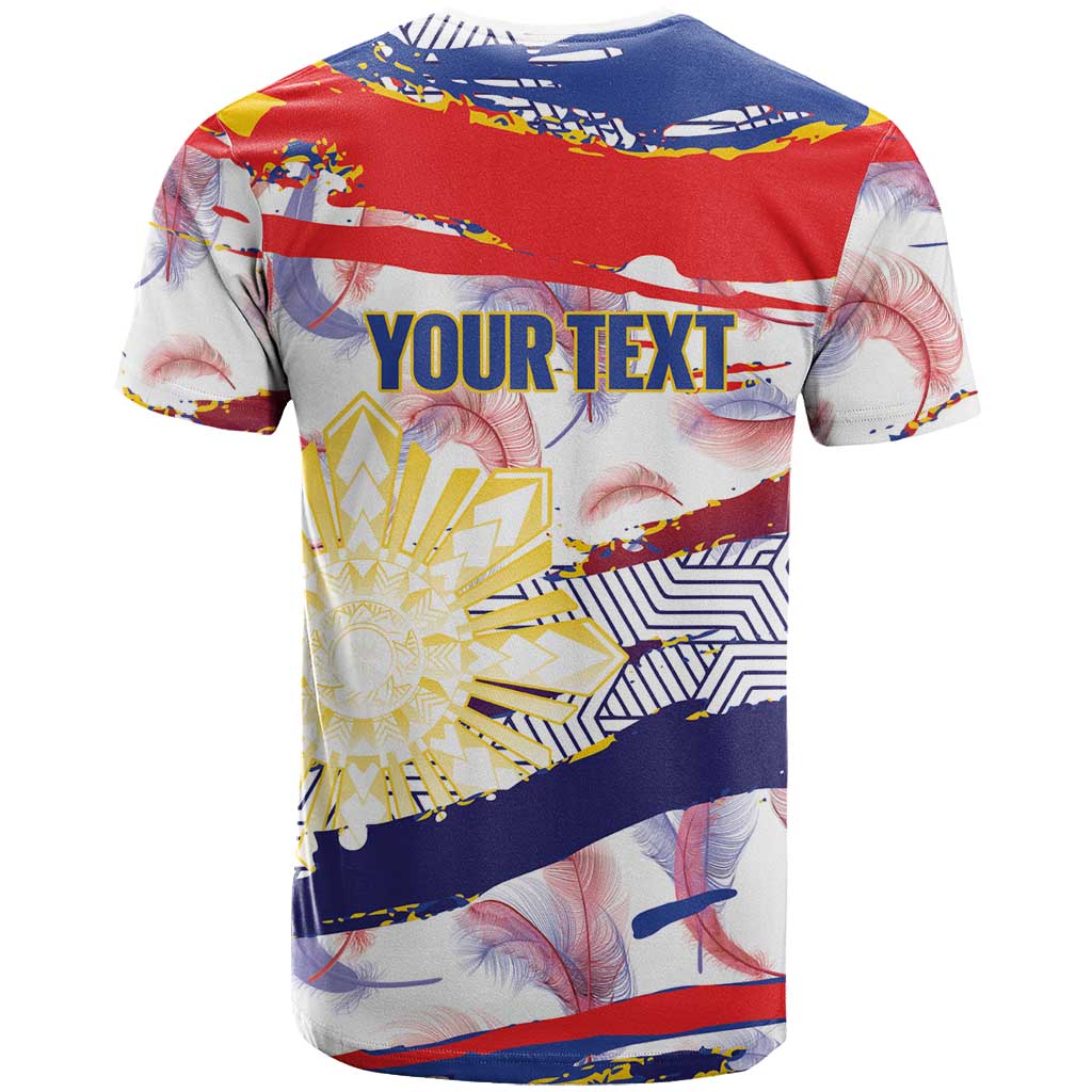 Personalised Philippines Sun Tattoo T Shirt Feathers Filipinas Grunge Style White