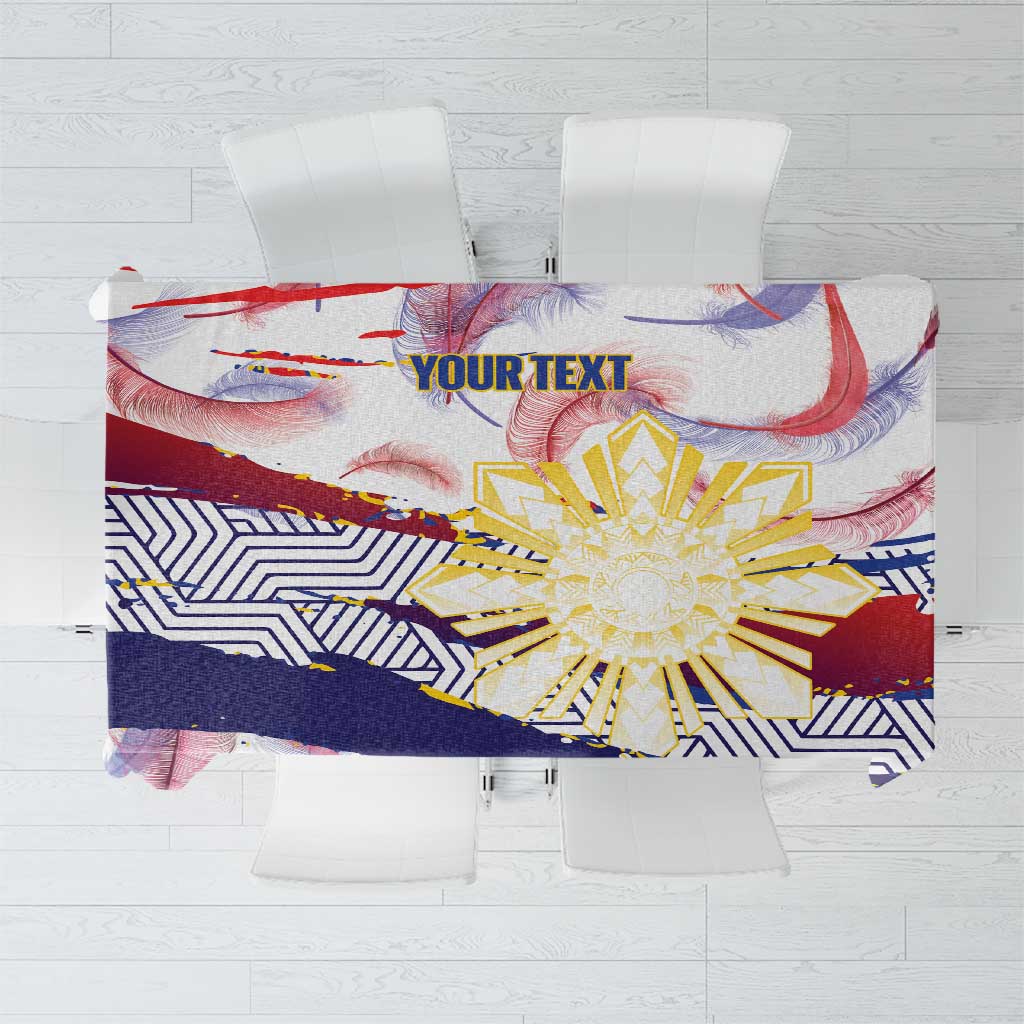 Personalised Philippines Sun Tattoo Tablecloth Feathers Filipinas Grunge Style White