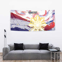 Personalised Philippines Sun Tattoo Tapestry Feathers Filipinas Grunge Style White