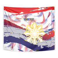 Personalised Philippines Sun Tattoo Tapestry Feathers Filipinas Grunge Style White