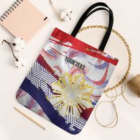 Personalised Philippines Sun Tattoo Tote Bag Feathers Filipinas Grunge Style White