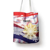 Personalised Philippines Sun Tattoo Tote Bag Feathers Filipinas Grunge Style White