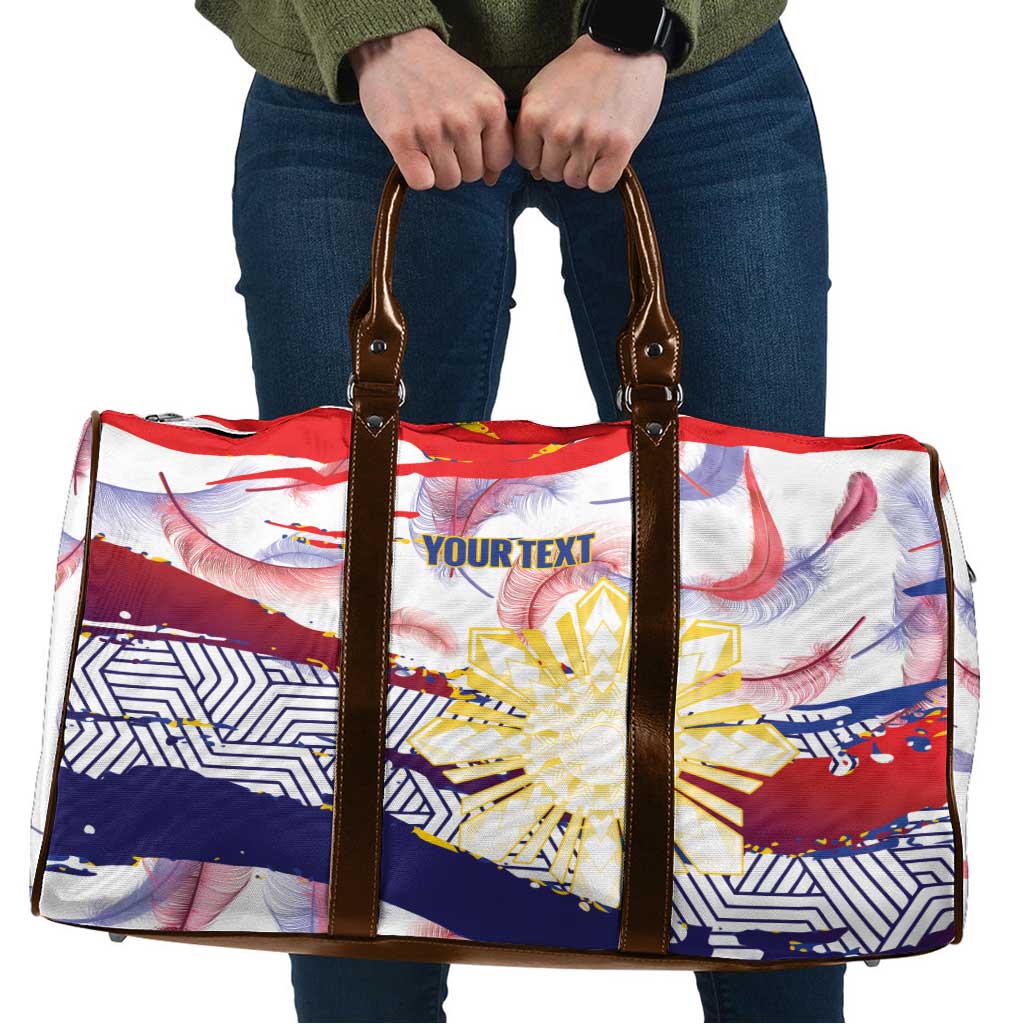 Personalised Philippines Sun Tattoo Travel Bag Feathers Filipinas Grunge Style White
