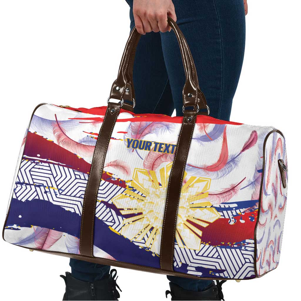 Personalised Philippines Sun Tattoo Travel Bag Feathers Filipinas Grunge Style White