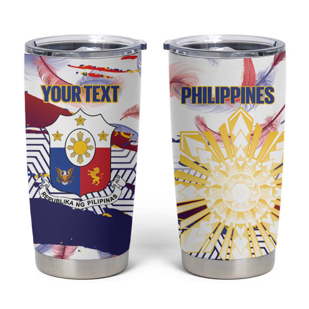 Personalised Philippines Sun Tattoo Tumbler Cup Feathers Filipinas Grunge Style White