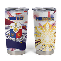Personalised Philippines Sun Tattoo Tumbler Cup Feathers Filipinas Grunge Style White