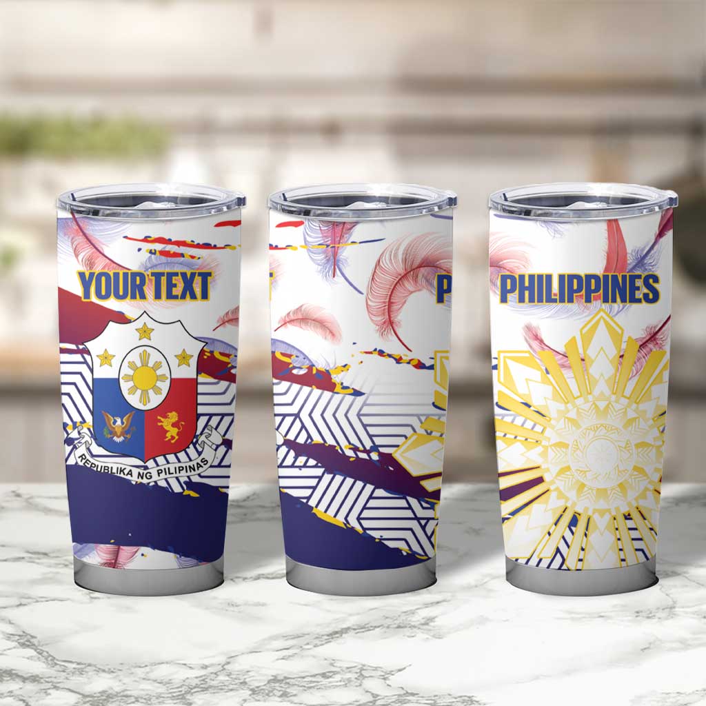 Personalised Philippines Sun Tattoo Tumbler Cup Feathers Filipinas Grunge Style White
