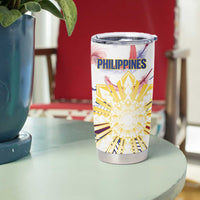 Personalised Philippines Sun Tattoo Tumbler Cup Feathers Filipinas Grunge Style White