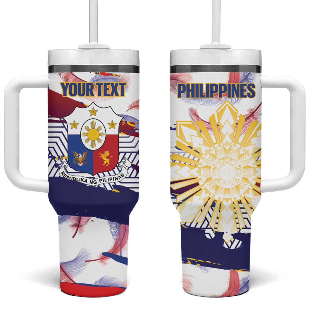 Personalised Philippines Sun Tattoo Tumbler With Handle Feathers Filipinas Grunge Style White