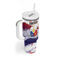 Personalised Philippines Sun Tattoo Tumbler With Handle Feathers Filipinas Grunge Style White