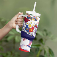 Personalised Philippines Sun Tattoo Tumbler With Handle Feathers Filipinas Grunge Style White