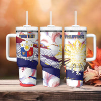Personalised Philippines Sun Tattoo Tumbler With Handle Feathers Filipinas Grunge Style White
