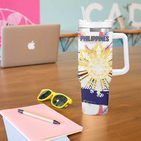 Personalised Philippines Sun Tattoo Tumbler With Handle Feathers Filipinas Grunge Style White