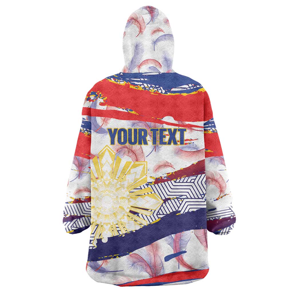 Personalised Philippines Sun Tattoo Wearable Blanket Hoodie Feathers Filipinas Grunge Style White