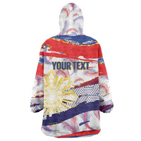 Personalised Philippines Sun Tattoo Wearable Blanket Hoodie Feathers Filipinas Grunge Style White