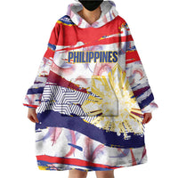 Personalised Philippines Sun Tattoo Wearable Blanket Hoodie Feathers Filipinas Grunge Style White
