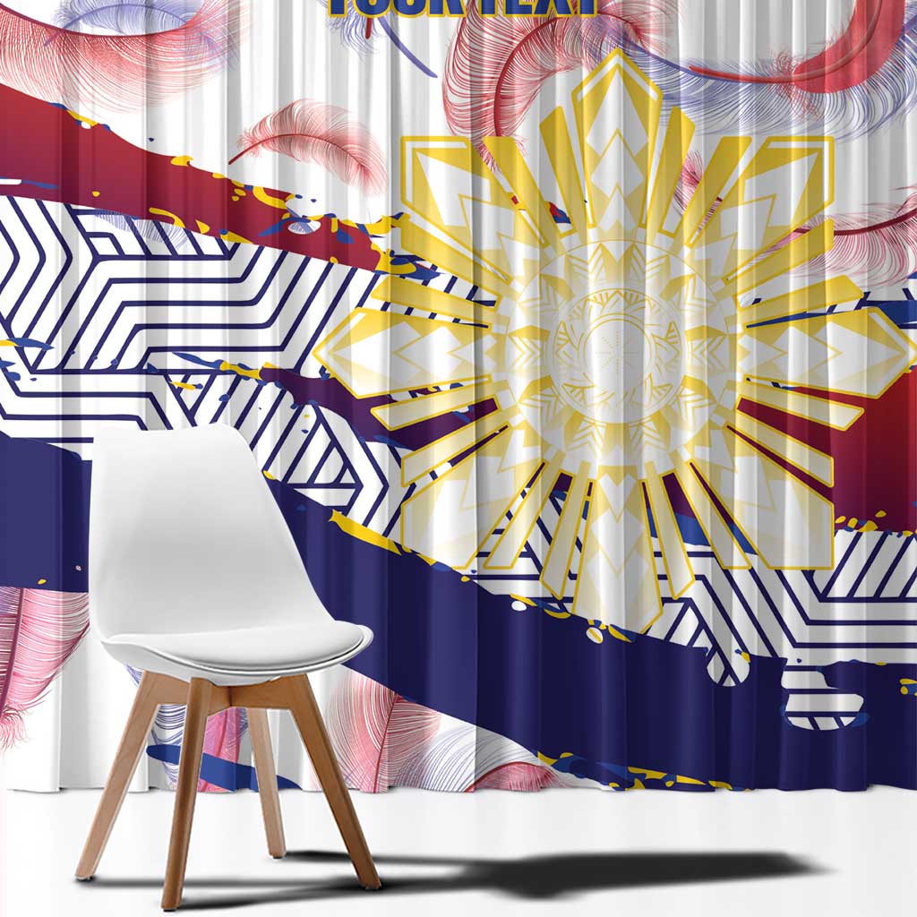 Personalised Philippines Sun Tattoo Window Curtain Feathers Filipinas Grunge Style White