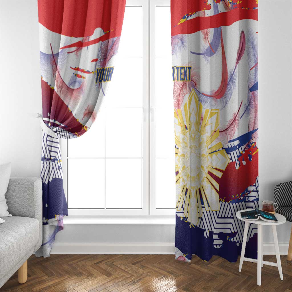 Personalised Philippines Sun Tattoo Window Curtain Feathers Filipinas Grunge Style White