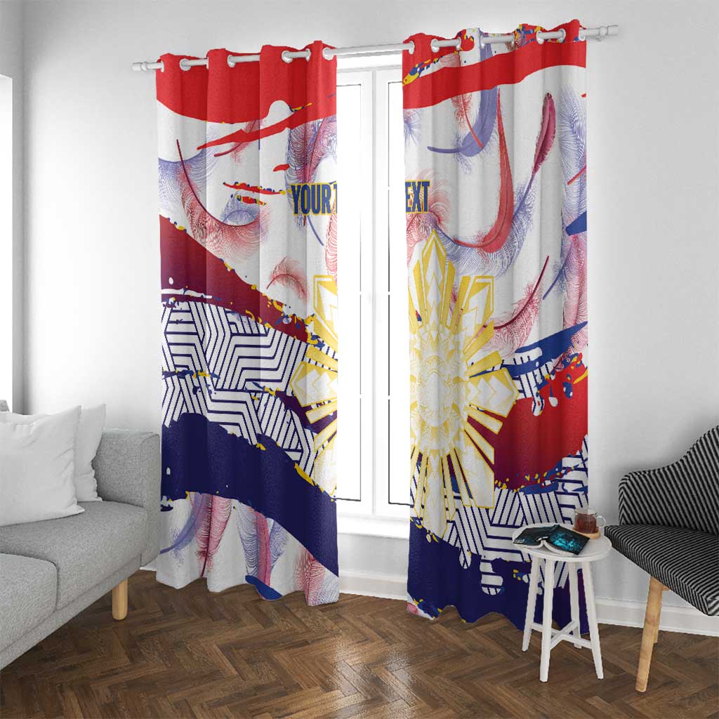 Personalised Philippines Sun Tattoo Window Curtain Feathers Filipinas Grunge Style White