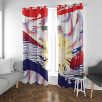 Personalised Philippines Sun Tattoo Window Curtain Feathers Filipinas Grunge Style White