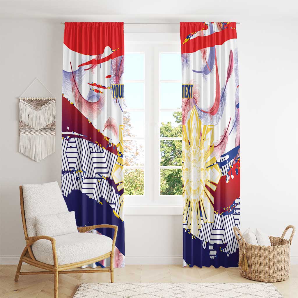 Personalised Philippines Sun Tattoo Window Curtain Feathers Filipinas Grunge Style White
