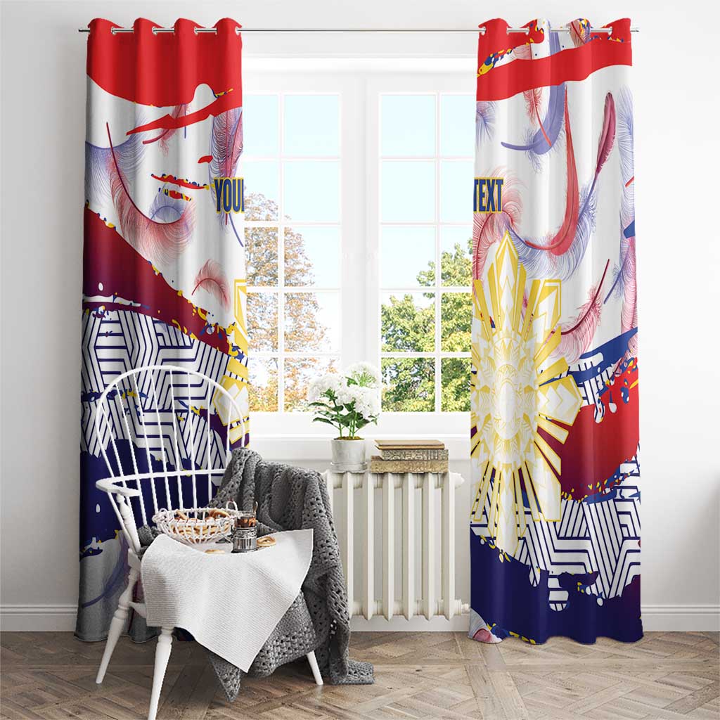 Personalised Philippines Sun Tattoo Window Curtain Feathers Filipinas Grunge Style White