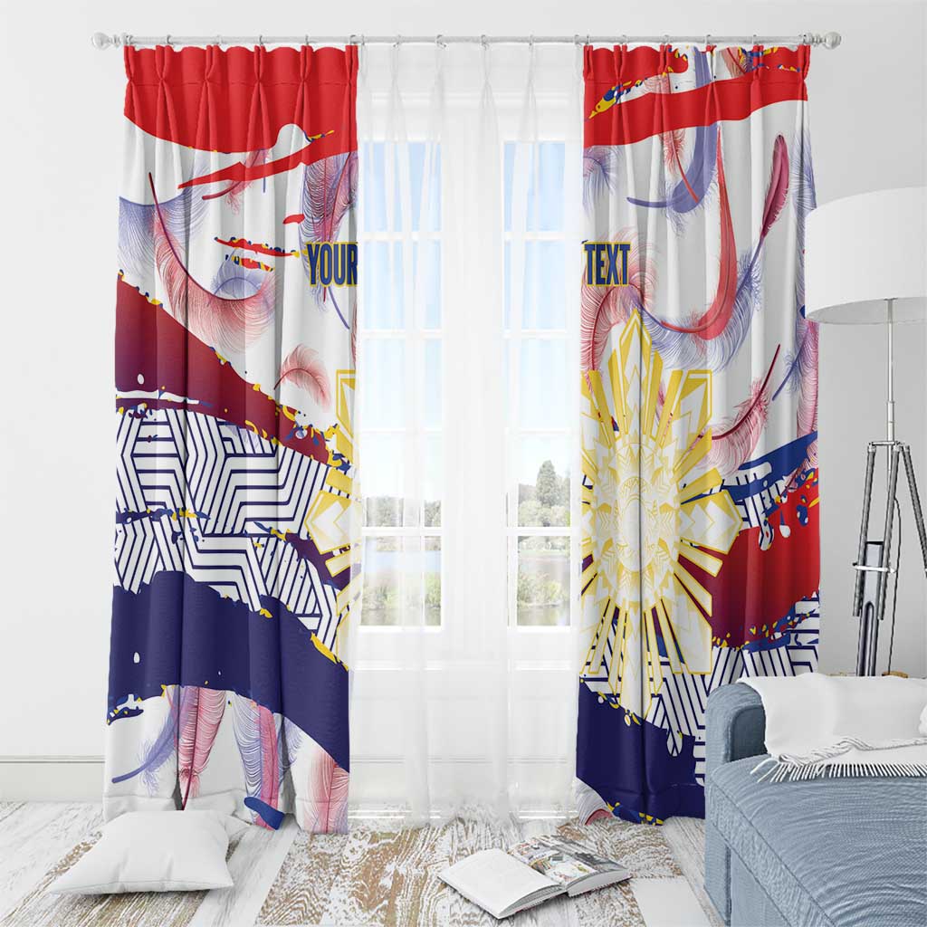 Personalised Philippines Sun Tattoo Window Curtain Feathers Filipinas Grunge Style White