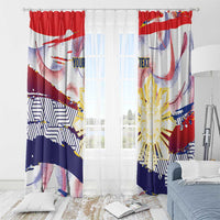 Personalised Philippines Sun Tattoo Window Curtain Feathers Filipinas Grunge Style White
