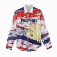 Personalised Philippines Sun Tattoo Women Casual Shirt Feathers Filipinas Grunge Style White