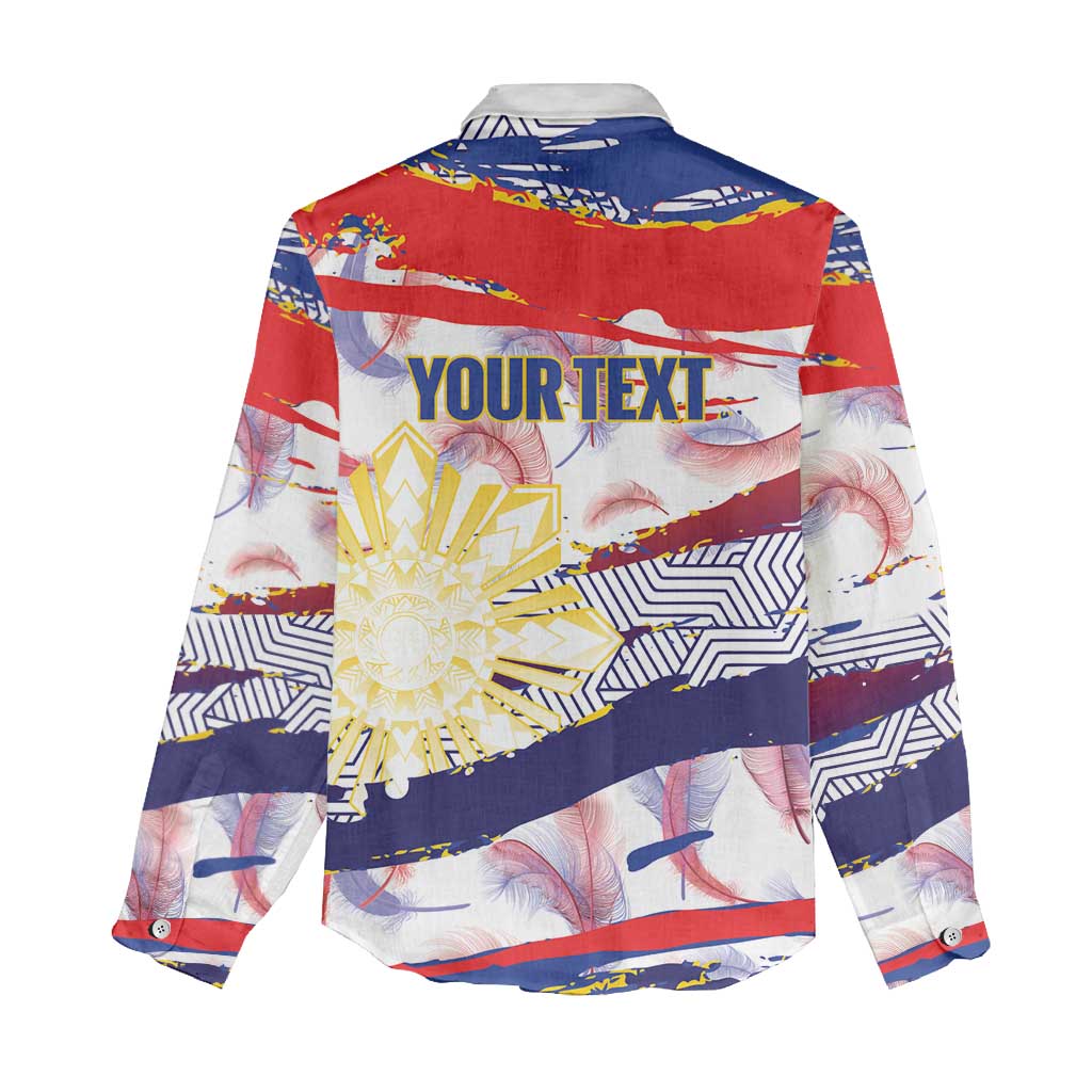 Personalised Philippines Sun Tattoo Women Casual Shirt Feathers Filipinas Grunge Style White