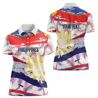 Personalised Philippines Sun Tattoo Women Polo Shirt Feathers Filipinas Grunge Style White