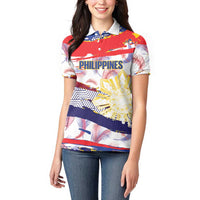 Personalised Philippines Sun Tattoo Women Polo Shirt Feathers Filipinas Grunge Style White