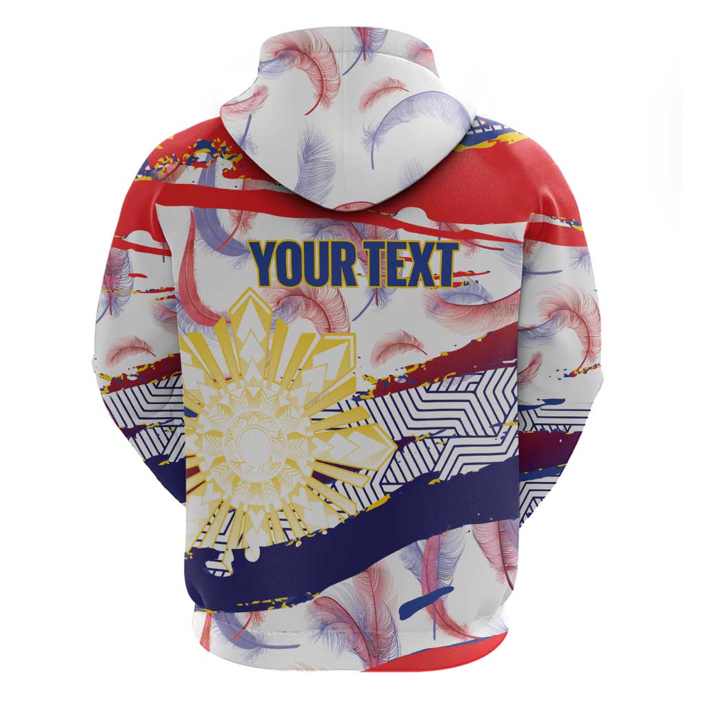 Personalised Philippines Sun Tattoo Zip Hoodie Feathers Filipinas Grunge Style White