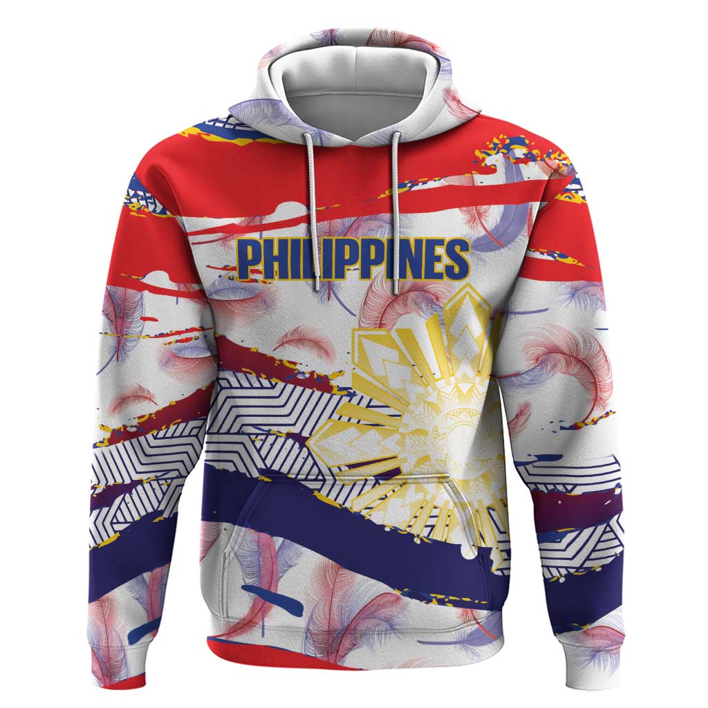 Personalised Philippines Sun Tattoo Zip Hoodie Feathers Filipinas Grunge Style White