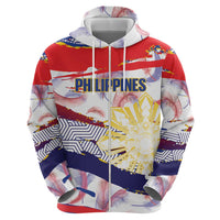 Personalised Philippines Sun Tattoo Zip Hoodie Feathers Filipinas Grunge Style White