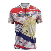 Personalised Philippines Sun Tattoo Zipper Polo Shirt Feathers Filipinas Grunge Style White