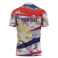Personalised Philippines Sun Tattoo Zipper Polo Shirt Feathers Filipinas Grunge Style White