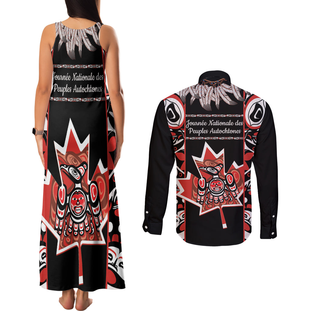 Canada National Aboriginal Day Couples Matching Tank Maxi Dress and Long Sleeve Button Shirt Canadian Indigenous Haida - Wonder Print Shop