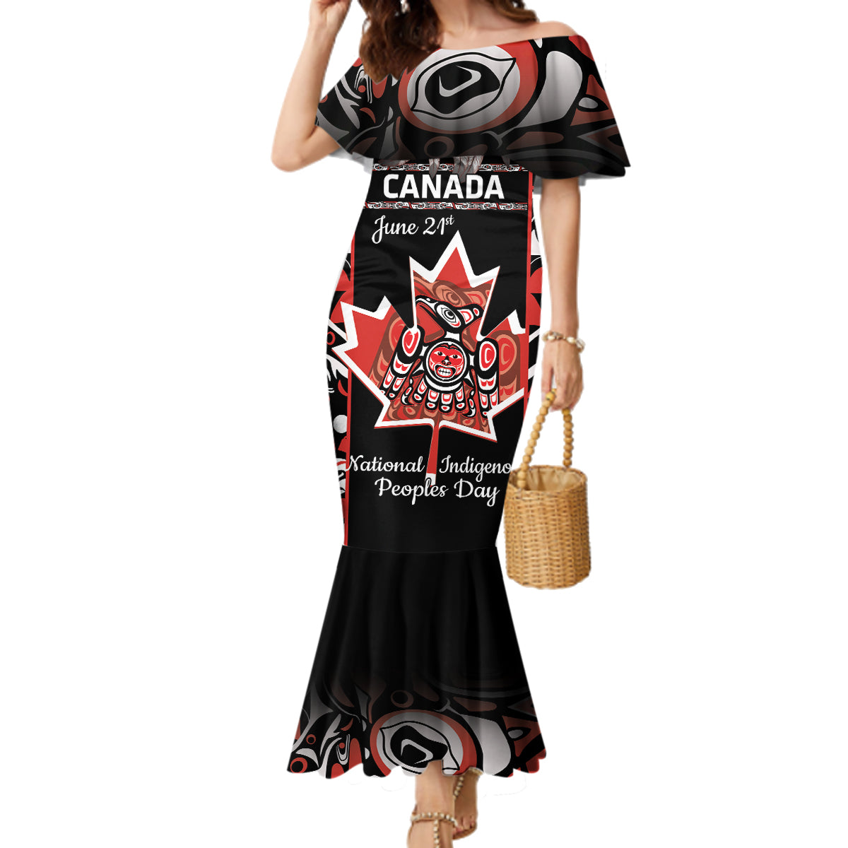 Canada National Aboriginal Day Family Matching Mermaid Dress and Hawaiian Shirt Canadian Indigenous Haida - Wonder Print Shop