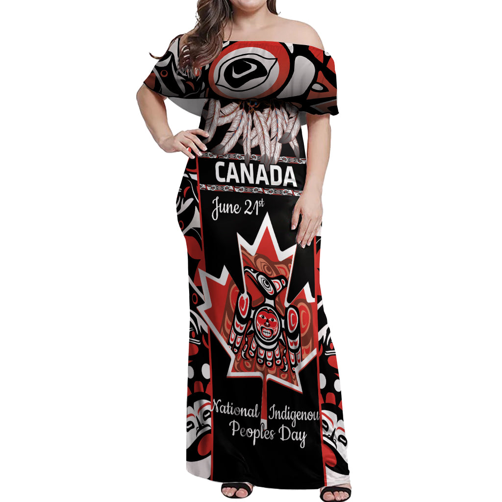 Canada National Aboriginal Day Off Shoulder Maxi Dress Canadian Indigenous Haida - Wonder Print Shop Canada National Aboriginal Day Off Shoulder Maxi Dress Canadian Indigenous Haida - Wonder Print Shop